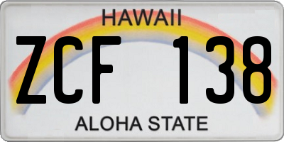 HI license plate ZCF138