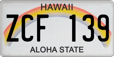 HI license plate ZCF139