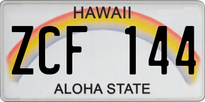 HI license plate ZCF144
