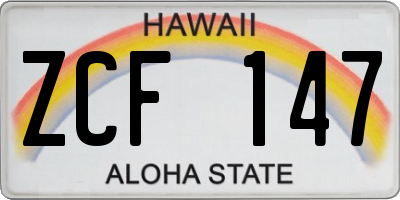HI license plate ZCF147