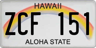HI license plate ZCF151