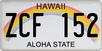 HI license plate ZCF152