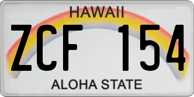 HI license plate ZCF154