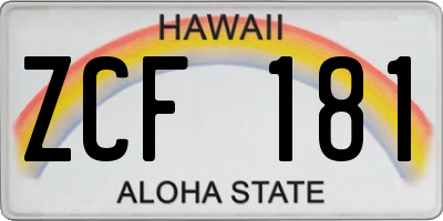 HI license plate ZCF181