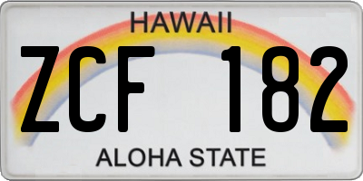 HI license plate ZCF182