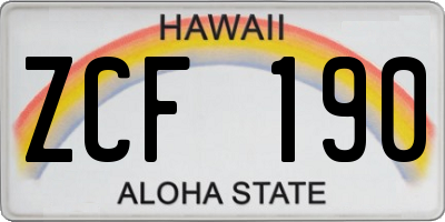HI license plate ZCF190