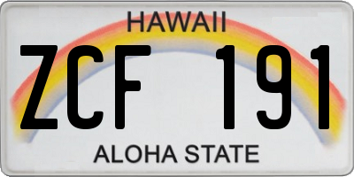 HI license plate ZCF191