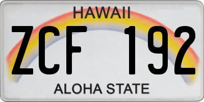 HI license plate ZCF192