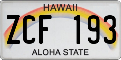 HI license plate ZCF193