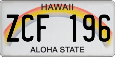 HI license plate ZCF196