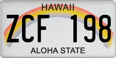 HI license plate ZCF198