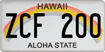 HI license plate ZCF200