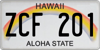 HI license plate ZCF201