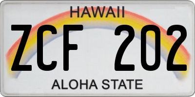 HI license plate ZCF202