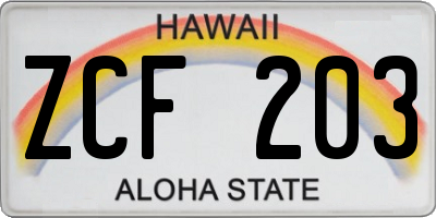 HI license plate ZCF203
