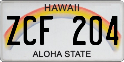 HI license plate ZCF204