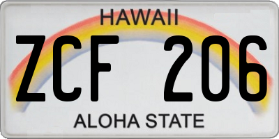 HI license plate ZCF206