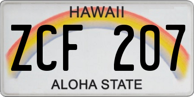 HI license plate ZCF207