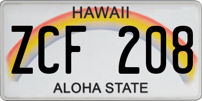 HI license plate ZCF208