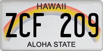HI license plate ZCF209