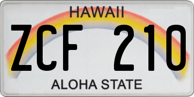 HI license plate ZCF210