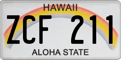 HI license plate ZCF211