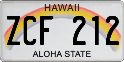 HI license plate ZCF212