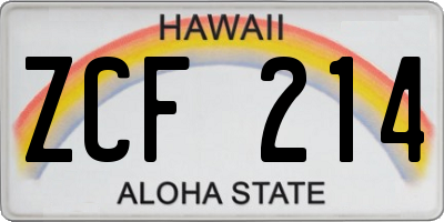 HI license plate ZCF214