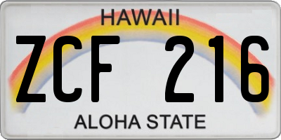 HI license plate ZCF216