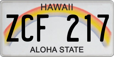HI license plate ZCF217