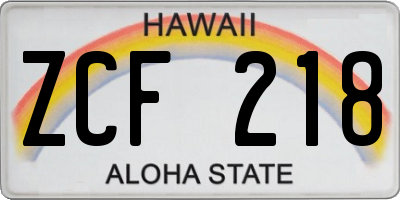 HI license plate ZCF218