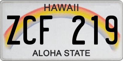 HI license plate ZCF219