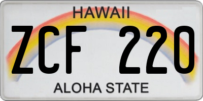 HI license plate ZCF220