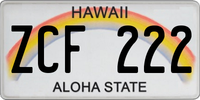 HI license plate ZCF222