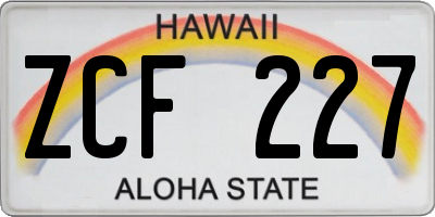 HI license plate ZCF227