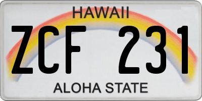 HI license plate ZCF231