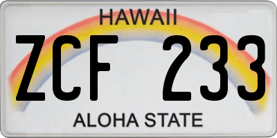 HI license plate ZCF233