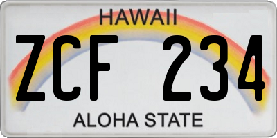 HI license plate ZCF234