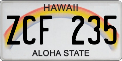HI license plate ZCF235