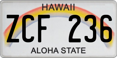 HI license plate ZCF236
