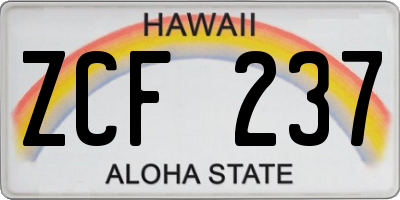HI license plate ZCF237