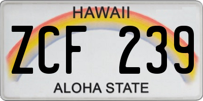 HI license plate ZCF239