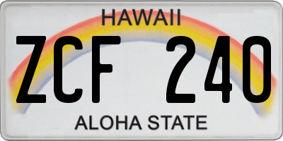 HI license plate ZCF240