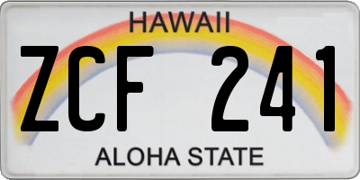 HI license plate ZCF241