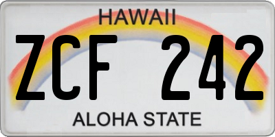 HI license plate ZCF242