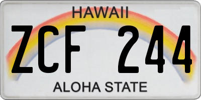 HI license plate ZCF244