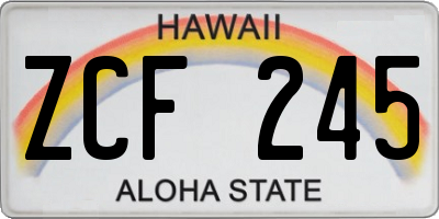 HI license plate ZCF245