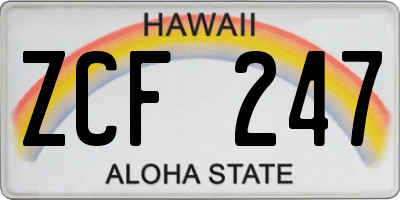 HI license plate ZCF247