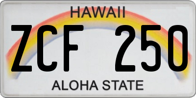 HI license plate ZCF250