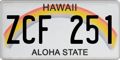 HI license plate ZCF251